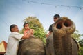 Elephant carries children