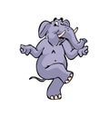 elephant cartoon character dances and sings illustration fun