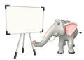 Elephant cartoon character with white board Royalty Free Stock Photo