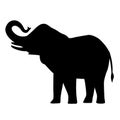 Elephant cartoon silhouette icon forest elephant asian elephant african bush with large ears vector illustration isolated on white Royalty Free Stock Photo