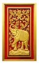 Elephant carved gold paint