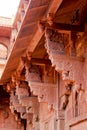 Elephant carved stone colonnade at amber fort