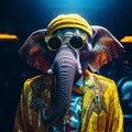 Elephant character portrait, colourful, yellow dress, ai generated image wallpaper