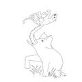 Elephant and Chita coloring page for kids