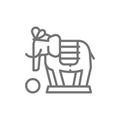 Elephant, circus animal show line icon.