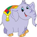 Elephant circus artist, multicolor illustration, training, performance, illustartion for children