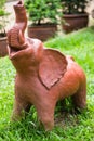 Elephant clay dolls in the garden