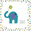 Elephant with clover vector good luck greeting