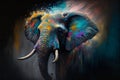 Elephant colorful abstract background acryl painting. AI generated