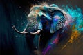 Elephant colorful abstract background acryl painting. AI generated