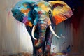 Elephant colorful abstract background acryl painting. AI generated