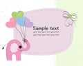 Elephant with colorful balloon baby shower greeting card