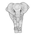 Elephant coloring book for adults vector Royalty Free Stock Photo