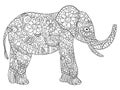 Elephant Coloring book vector for adults Royalty Free Stock Photo