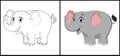 Elephant Coloring Page Colored. Vector illustration Royalty Free Stock Photo