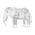 Elephant coloring page graceful and exquisite style. vector illustration, on a white background. coloring page for adults and Royalty Free Stock Photo