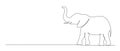 Elephant continuous line illustration. Hand drawn doodle vector sketch isolated on white Royalty Free Stock Photo