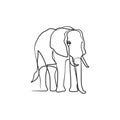Elephant In Continuous One Line Art Drawing