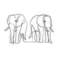 Elephant In Continuous One Line Art Drawing