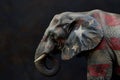 An elephant covered in the American flag a symbol of the Republican political party