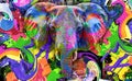 Elephant with creative colorful abstract elements on light background Royalty Free Stock Photo