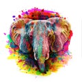 Elephant with creative colorful abstract elements on light background Royalty Free Stock Photo