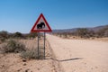 Elephant Crossing Road Warning Sign in Namibia Royalty Free Stock Photo