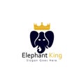 Elephant crown king logo vector icon illustration.