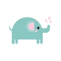 Elephant cute doodle hand drawn flat vector illustration. Icon. Simple style for kids Royalty Free Stock Photo