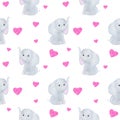 Elephant cute little watercolor seamless pattern childish illustration