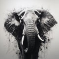 Emotive Elephant Head Painting In Dripping Paint Style