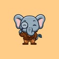 Elephant Detective Cute Creative Kawaii Cartoon