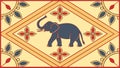 Elephant & Diamond Pattern Indian Folk Art Tile, Decorative, vector design Generative AI Royalty Free Stock Photo