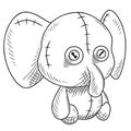 elephant doll vector black and white Royalty Free Stock Photo
