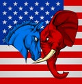 Elephant Donkey Democrat Republican Fight Royalty Free Stock Photo