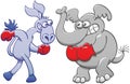 Elephant and donkey preparing for boxing