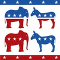 Elephant and donkey stars and stripes USA politics Royalty Free Stock Photo