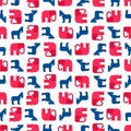 Elephant and Donkey USA pattern seamless. Republican and Democrat party America background. Vector texture Royalty Free Stock Photo