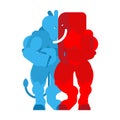 Elephant and Donkey versus. Democrat and Republican battle. Political patriotic vs. Red and blue fight Royalty Free Stock Photo