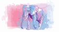 Elephant Drawing with Pink and Blue Background Royalty Free Stock Photo