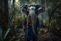 a elephant dressed as a conquistador, created with Generative AI technology