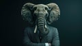 An elephant dressed in a classy suit stands as a successful leader and confident gentleman, exuding elegance, Ai Generated