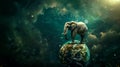 Elephant on earth - cosmic balance concept