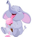 Elephant eating ice cream Royalty Free Stock Photo