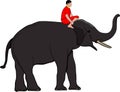 Elephant with Elephant mahout Asia walking, graphics design