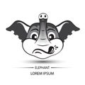 Elephant face touchy logo and white background vector