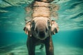 Elephant face underwater. Close up