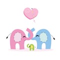 Elephant family and baby elephant greeting card Royalty Free Stock Photo