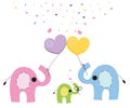 Elephant family baby greeting card vector Royalty Free Stock Photo