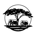 Elephant family, savanna, Africa Wildlife, Wildlife Stencils - Forest Silhouettes for Cricut, Wildlife clipart, png Cut